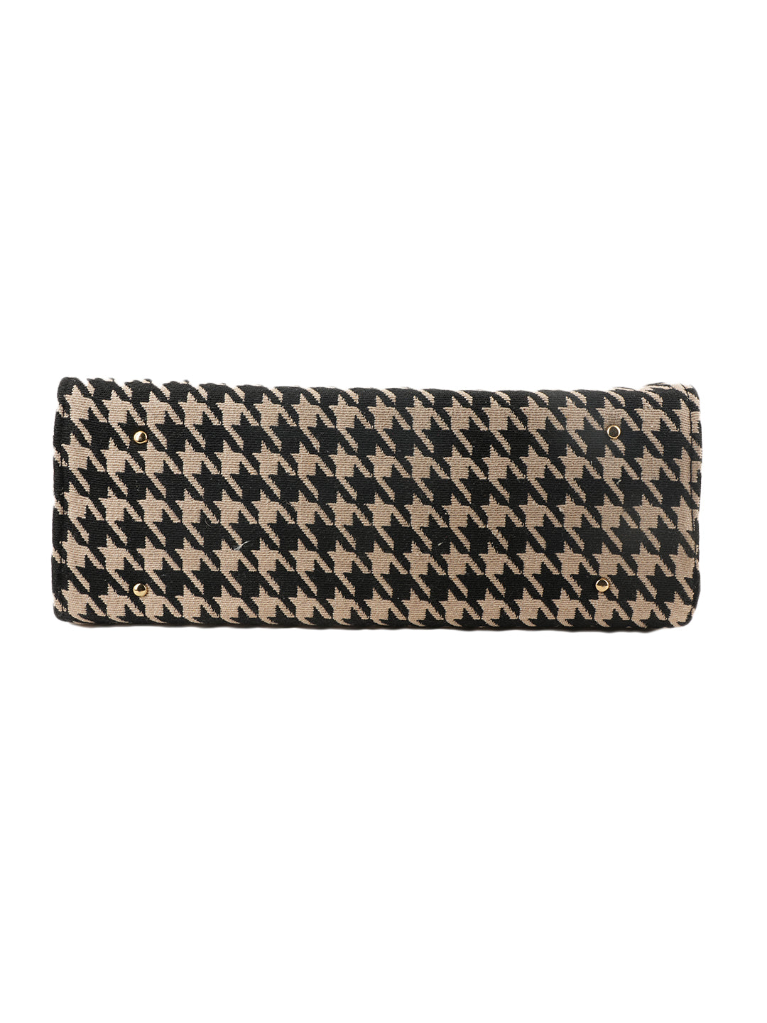Classic Houndstooth Tote Bag for Women | Stylish Black & Beige Fabric Shoulder Bag | Office, Travel & Daily Use