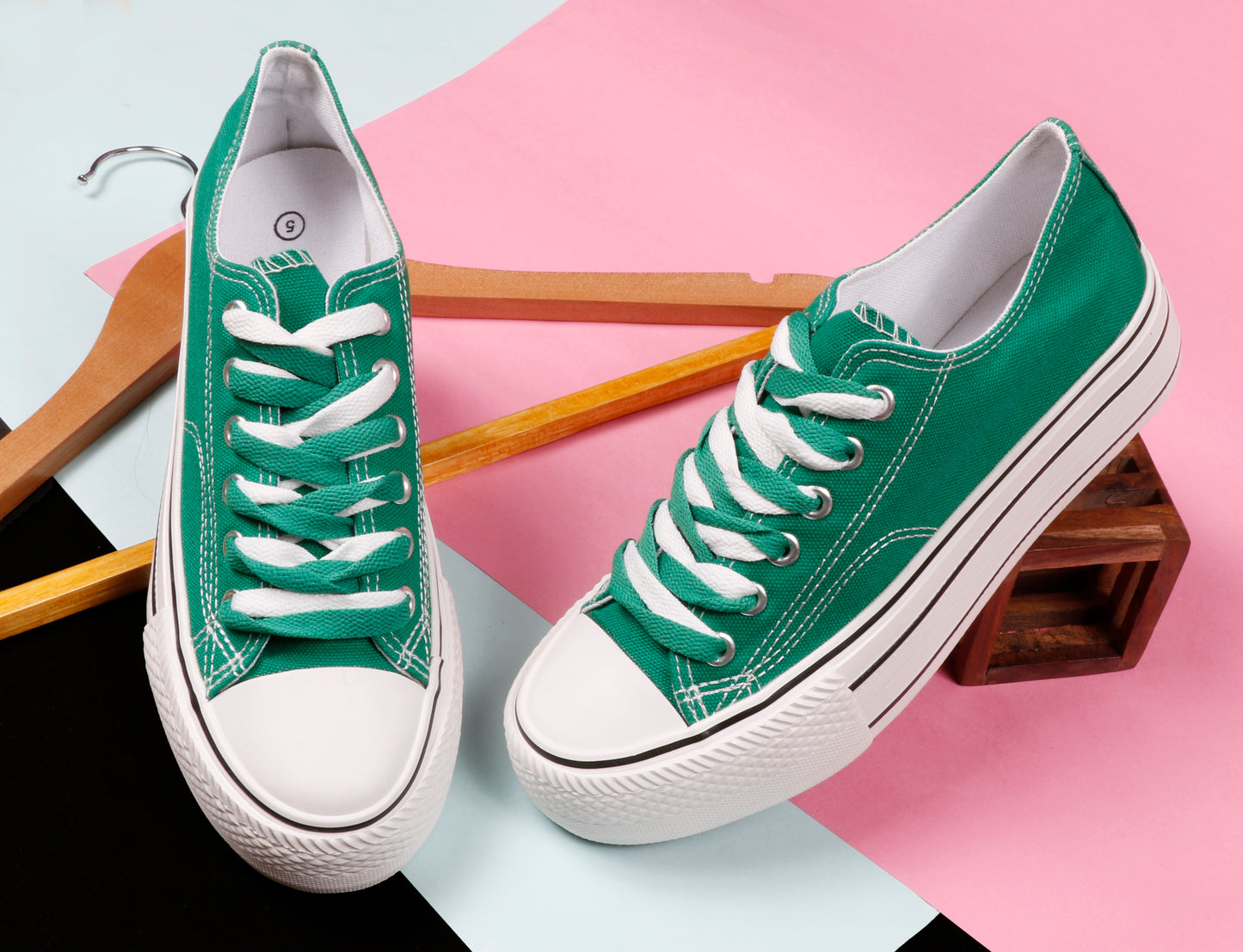 Mozafia Canvas Plim Dual Lace Low Cut Women Shoe