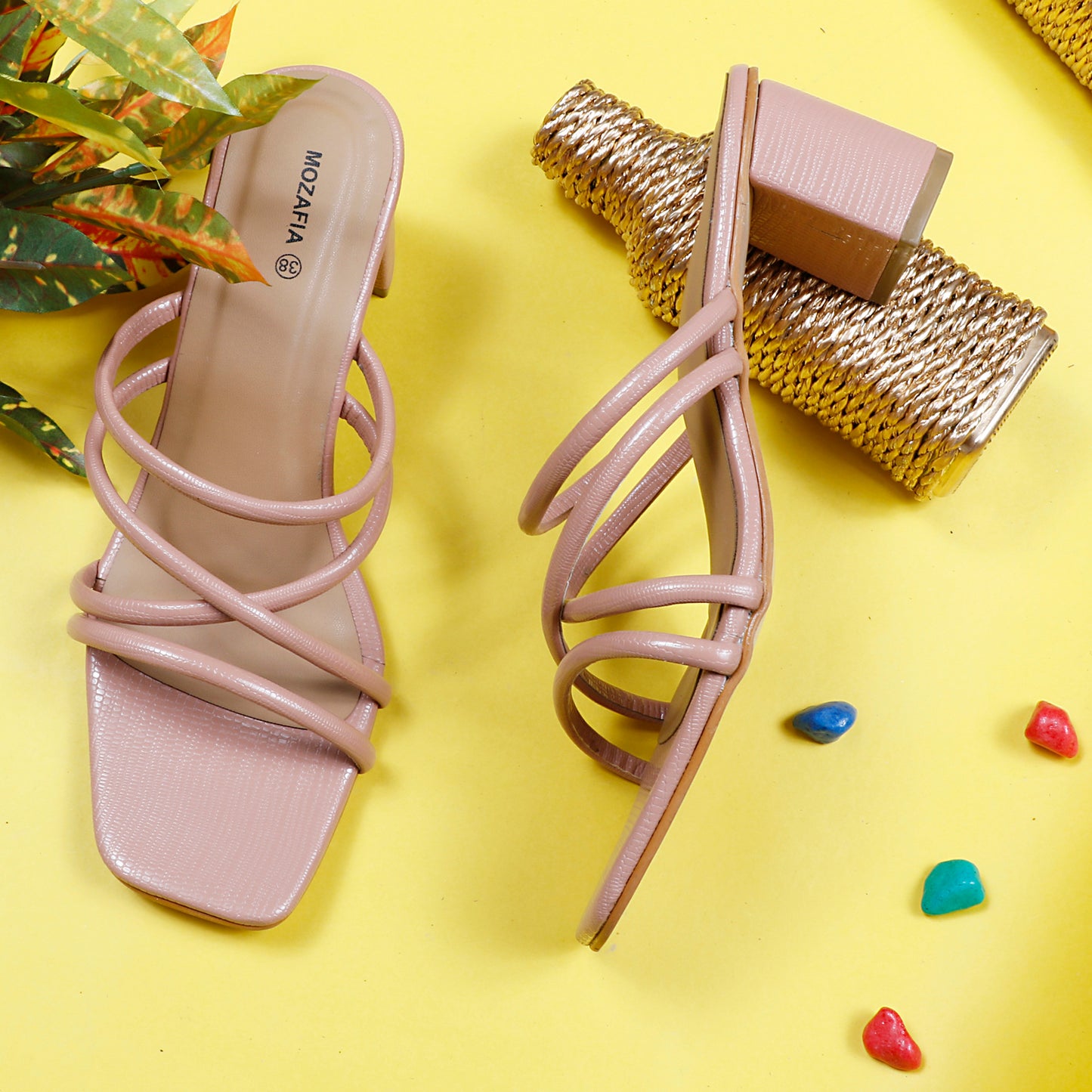 Mozafia Square Toe-Strappy -3 Women Heel