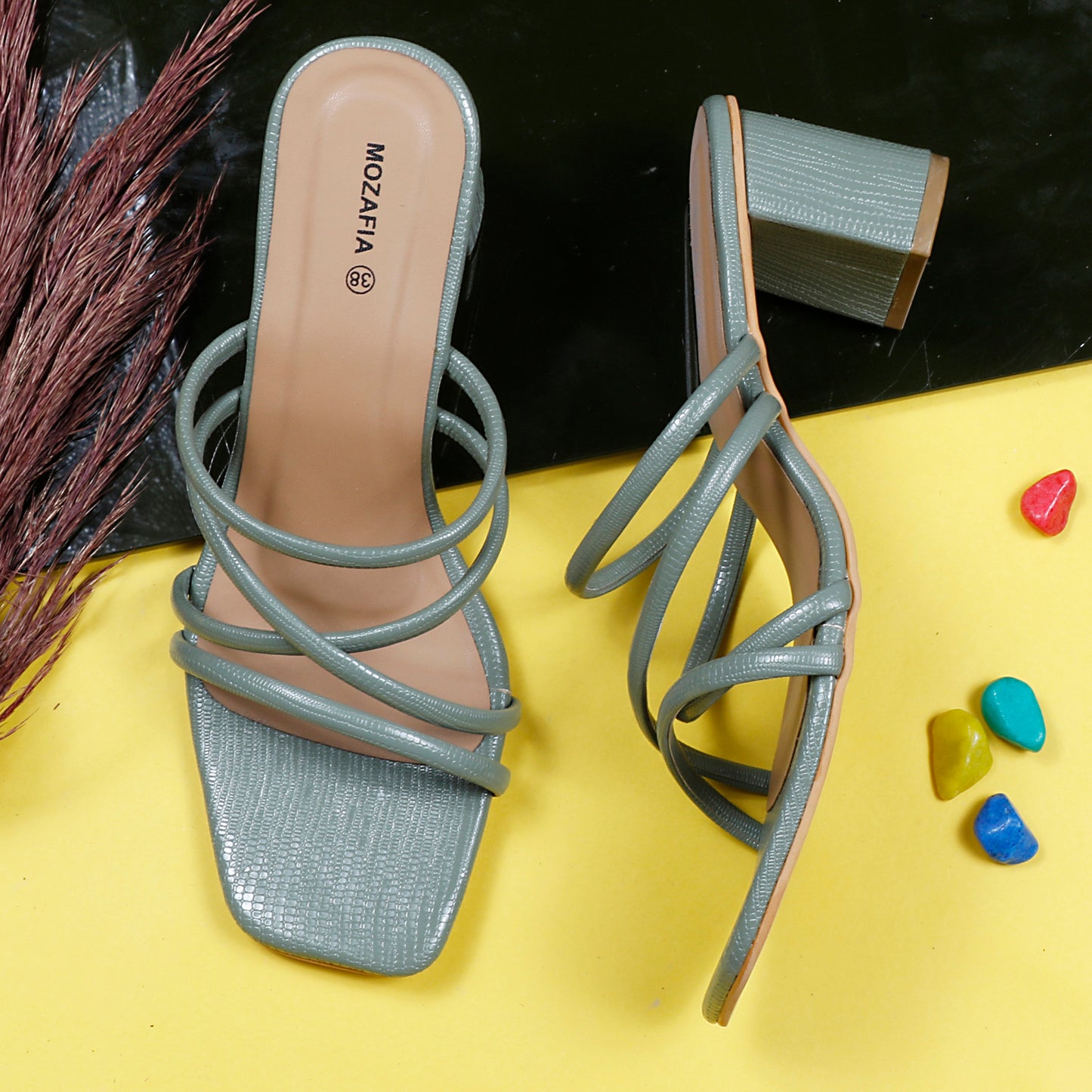 Mozafia Square Toe-Strappy -3 Women Heels