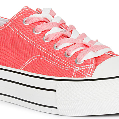 Mozafia Canvas Plim Dual Lace Low Cut Women Shoe