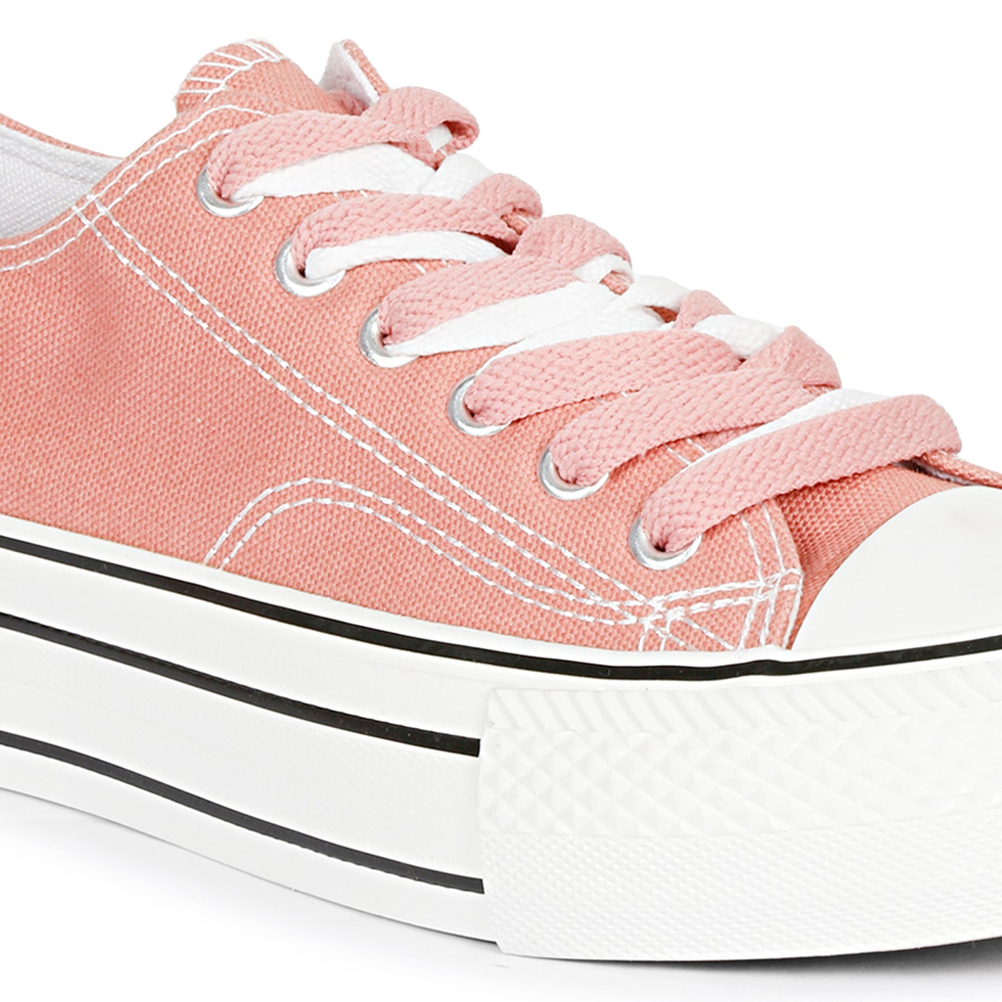 Mozafia Canvas Plim Dual Lace Low Cut Women Shoe
