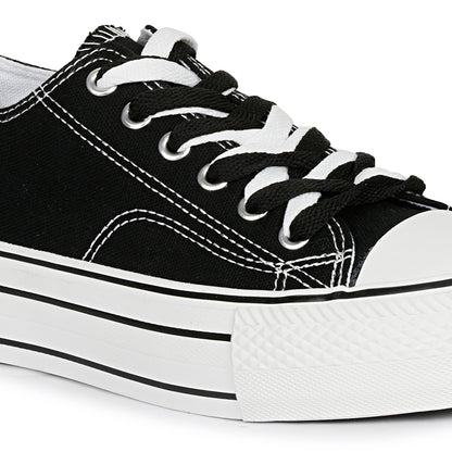 Mozafia Canvas Plim Dual Lace Low Cut Women Shoe