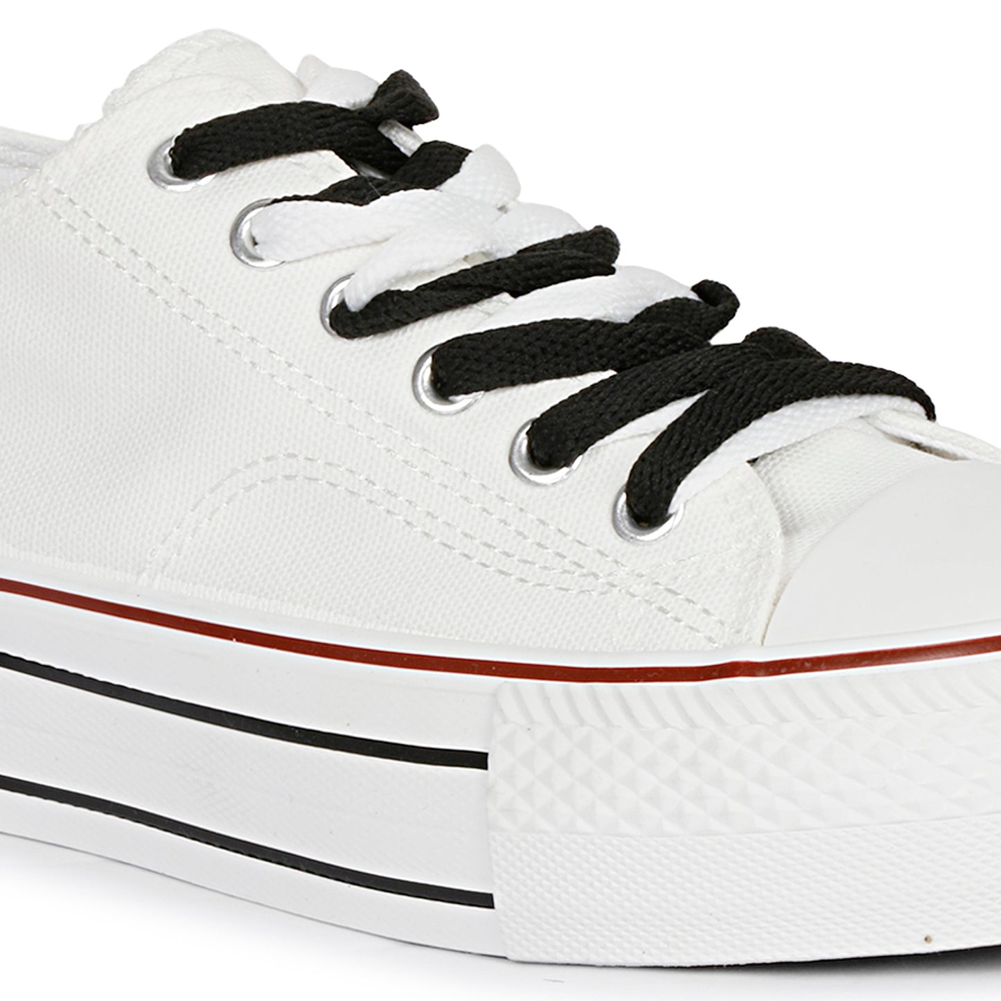 Mozafia Canvas Plim Dual Lace Low Cut Women Shoe