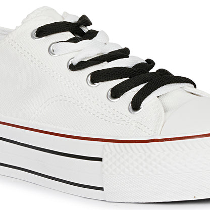 Mozafia Canvas Plim Dual Lace Low Cut Women Shoe