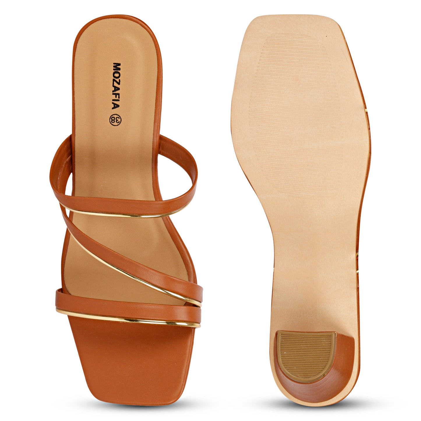Mozafia Square Toe- Strappy - 4 Women Heel