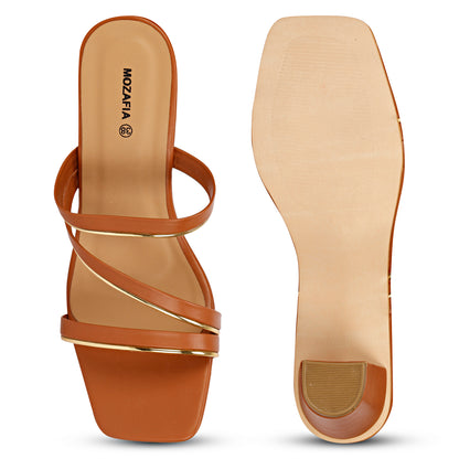 Mozafia Square Toe- Strappy - 4 Women Heel
