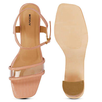 Mozafia Square Toe-Strappy -2 Women Heel