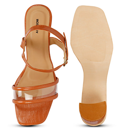 Mozafia Square Toe-Strappy -2 Women Heel