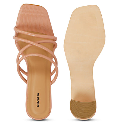 Mozafia Square Toe-Strappy -3 Women Heel