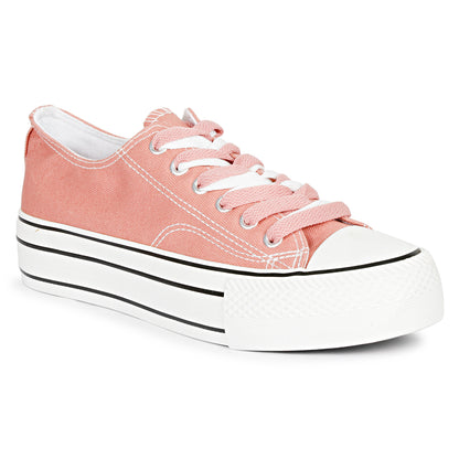 Mozafia Canvas Plim Dual Lace Low Cut Women Shoe