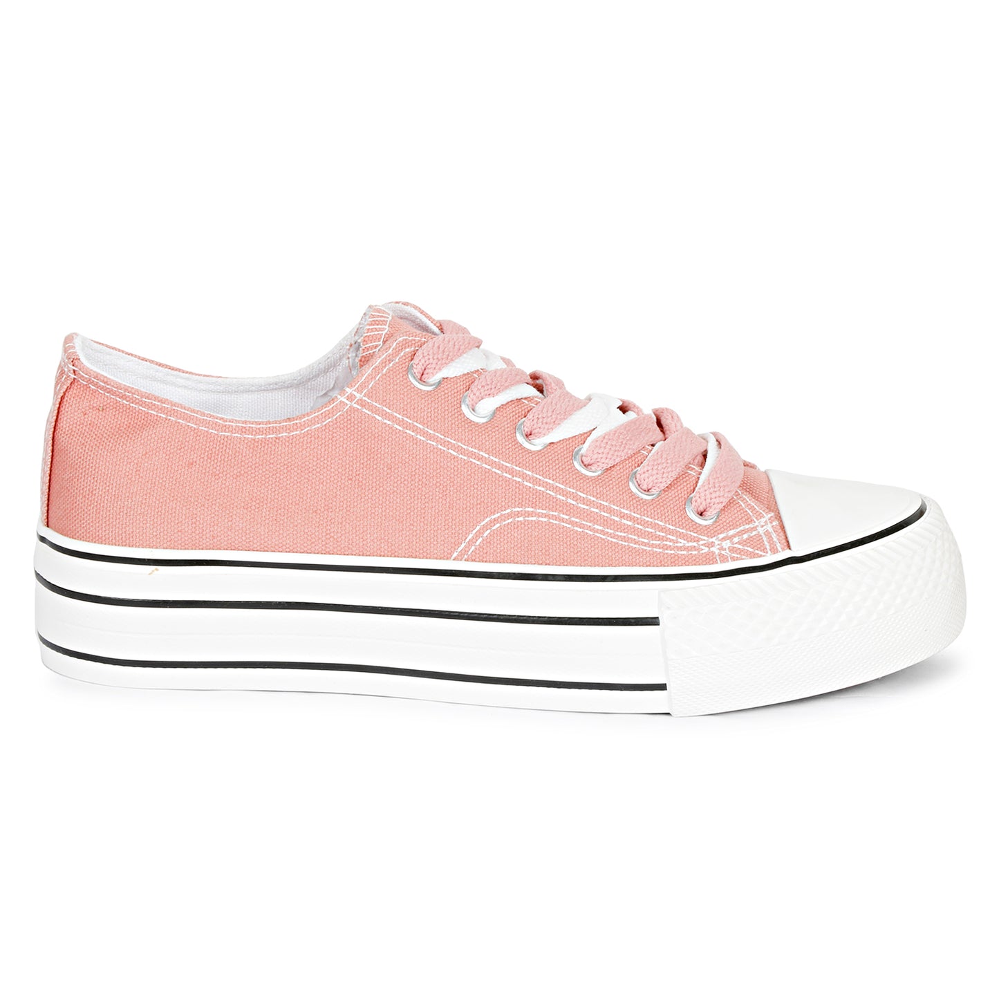Mozafia Canvas Plim Dual Lace Low Cut Women Shoe