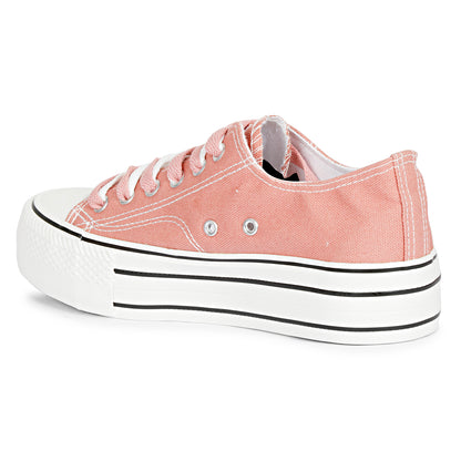 Mozafia Canvas Plim Dual Lace Low Cut Women Shoe