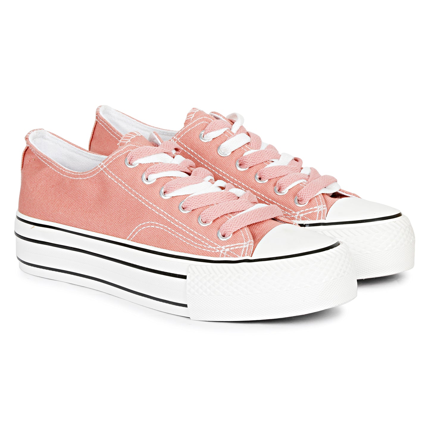 Mozafia Canvas Plim Dual Lace Low Cut Women Shoe