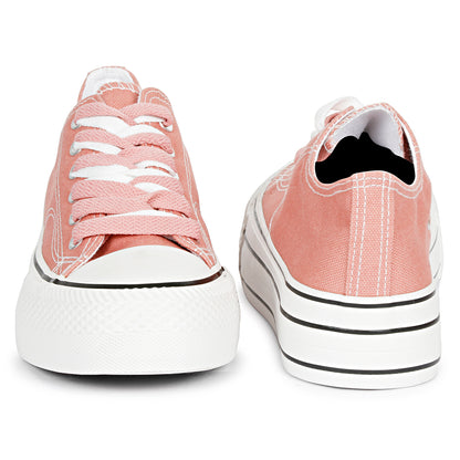 Mozafia Canvas Plim Dual Lace Low Cut Women Shoe