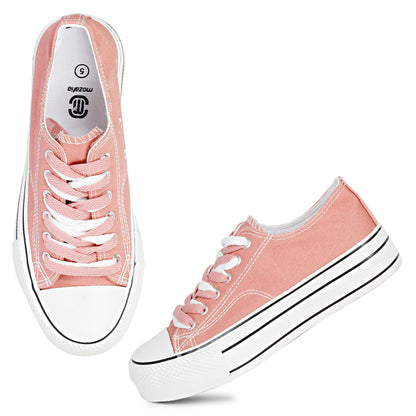 Mozafia Canvas Plim Dual Lace Low Cut Women Shoe
