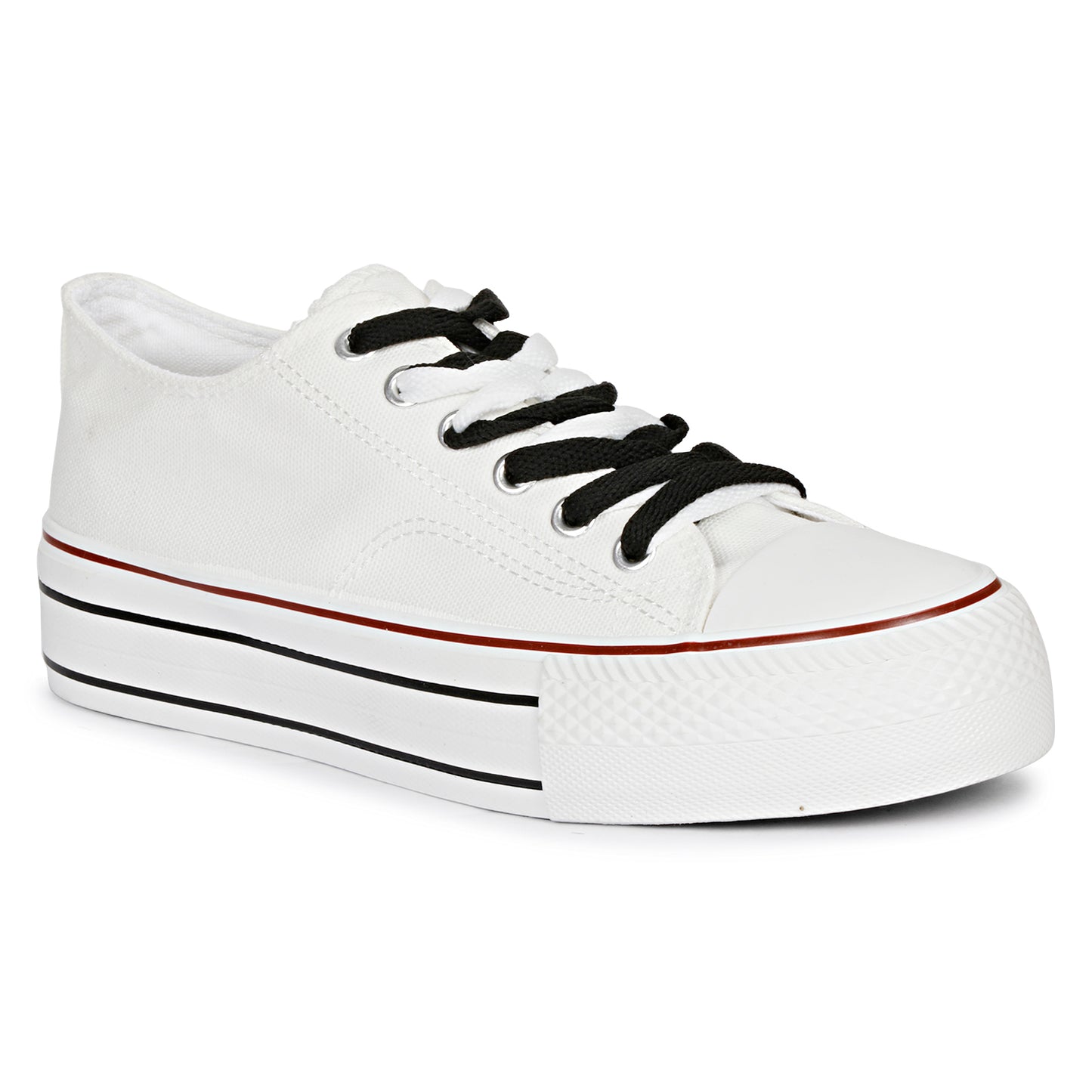 Mozafia Canvas Plim Dual Lace Low Cut Women Shoe