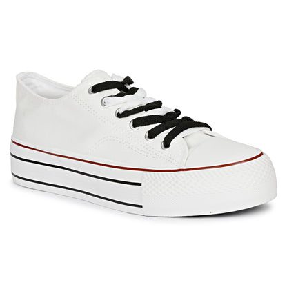 Mozafia Canvas Plim Dual Lace Low Cut Women Shoe