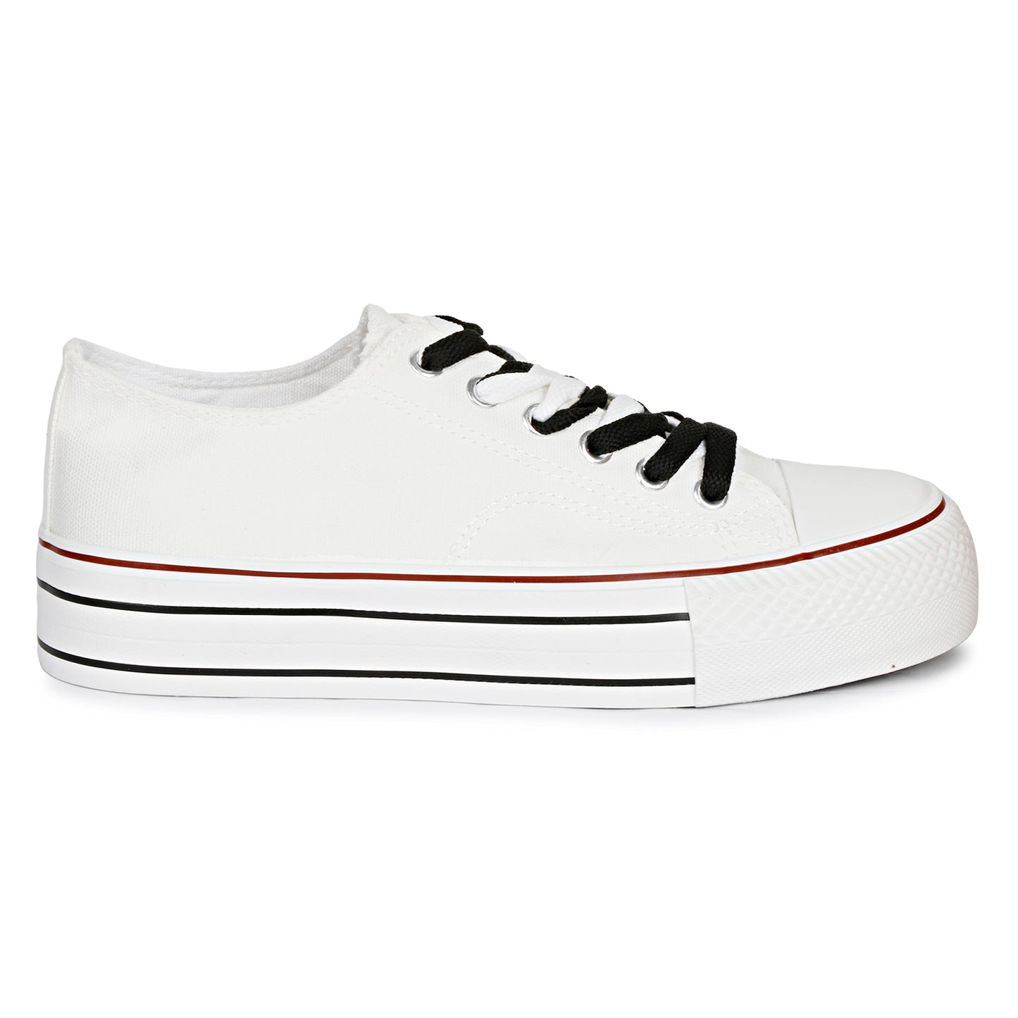 Mozafia Canvas Plim Dual Lace Low Cut Women Shoe