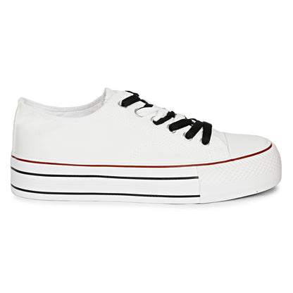 Mozafia Canvas Plim Dual Lace Low Cut Women Shoe
