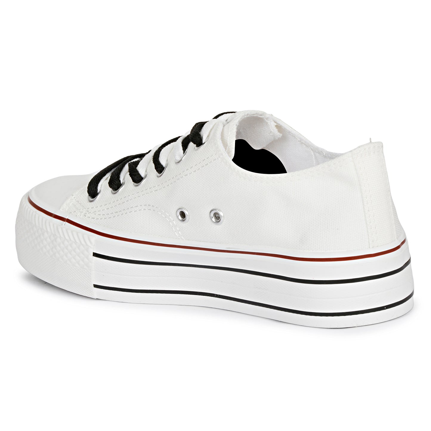 Mozafia Canvas Plim Dual Lace Low Cut Women Shoe