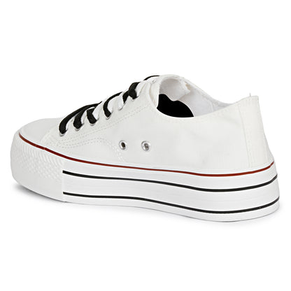 Mozafia Canvas Plim Dual Lace Low Cut Women Shoe