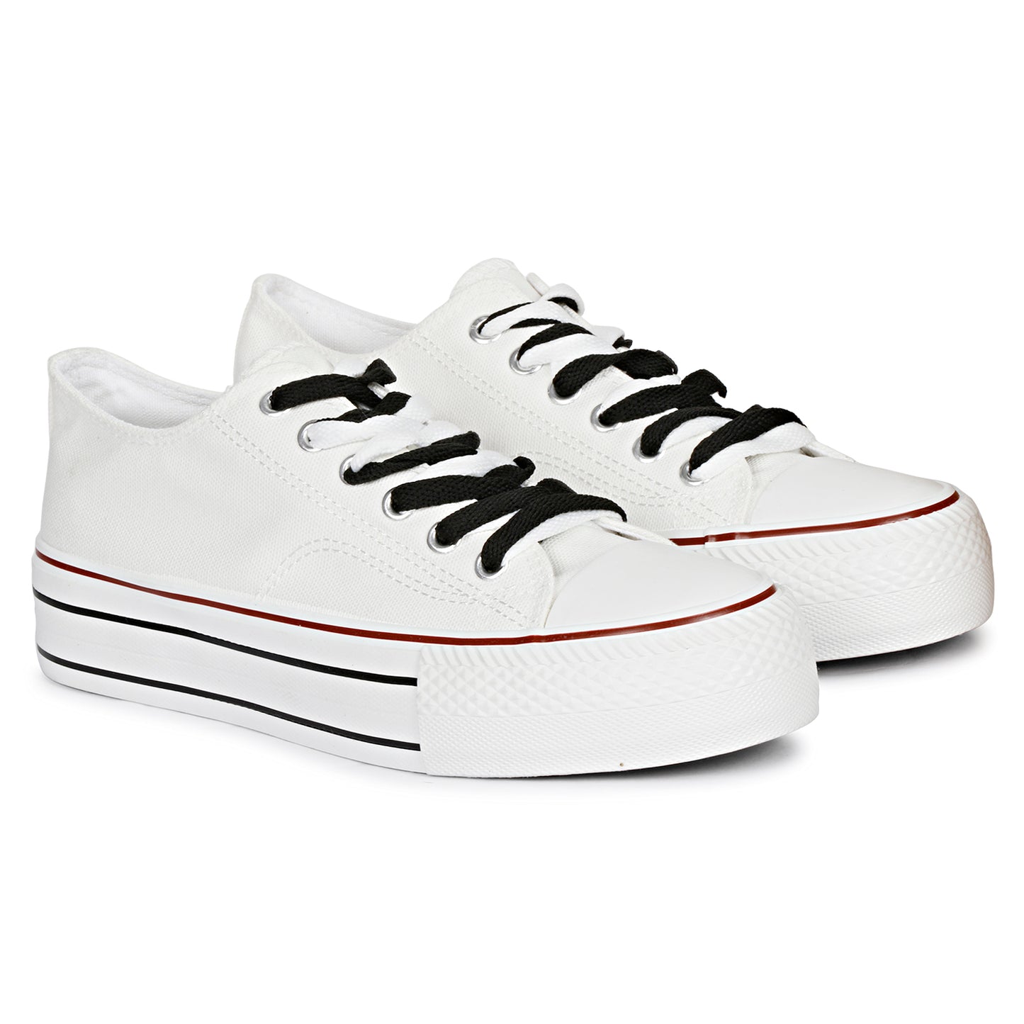 Mozafia Canvas Plim Dual Lace Low Cut Women Shoe