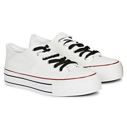 Mozafia Canvas Plim Dual Lace Low Cut Women Shoe