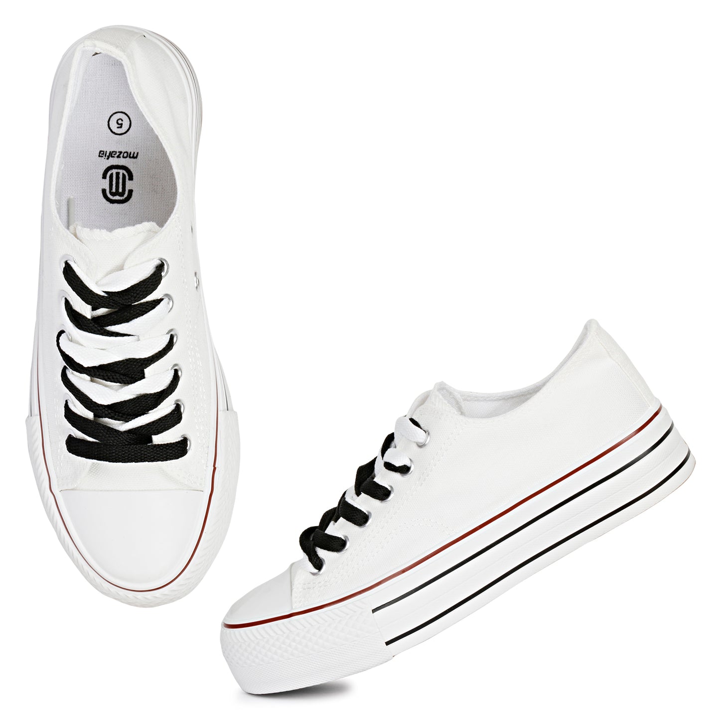 Mozafia Canvas Plim Dual Lace Low Cut Women Shoe