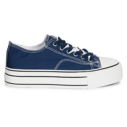 Mozafia Canvas Plim Dual Lace Low Cut Women Shoe
