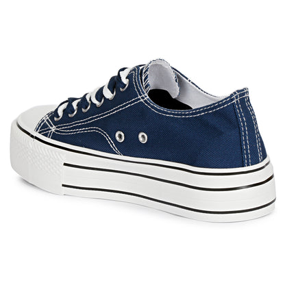 Mozafia Canvas Plim Dual Lace Low Cut Women Shoe