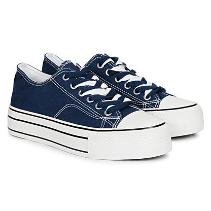 Mozafia Canvas Plim Dual Lace Low Cut Women Shoe