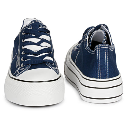 Mozafia Canvas Plim Dual Lace Low Cut Women Shoe
