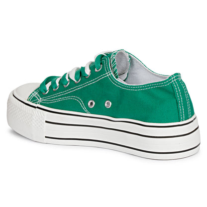 Mozafia Canvas Plim Dual Lace Low Cut Women Shoe