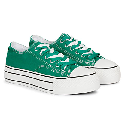 Mozafia Canvas Plim Dual Lace Low Cut Women Shoe