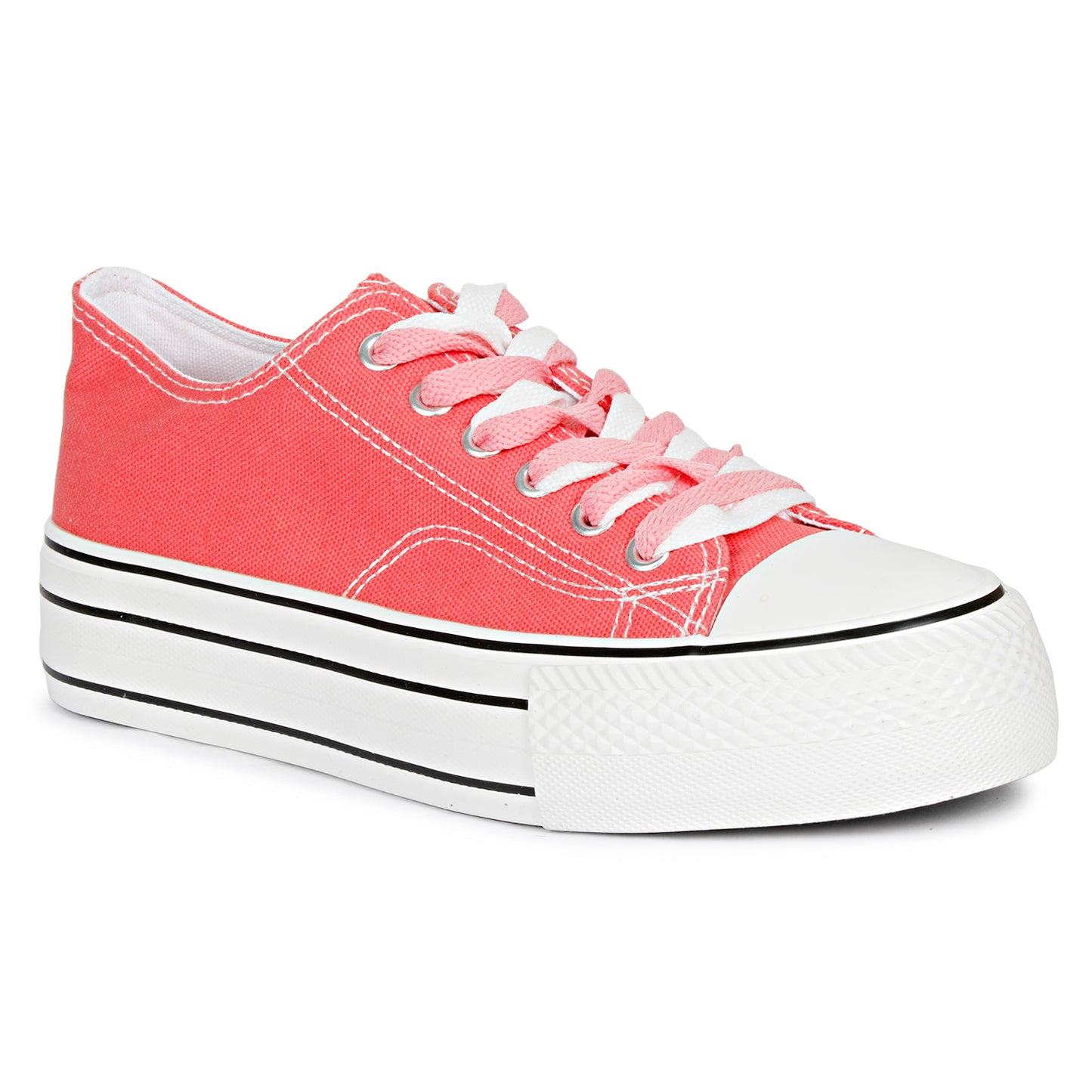 Mozafia Canvas Plim Dual Lace Low Cut Women Shoe