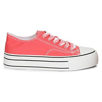 Mozafia Canvas Plim Dual Lace Low Cut Women Shoe