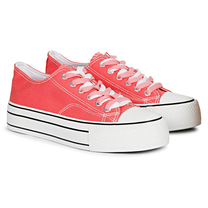 Mozafia Canvas Plim Dual Lace Low Cut Women Shoe
