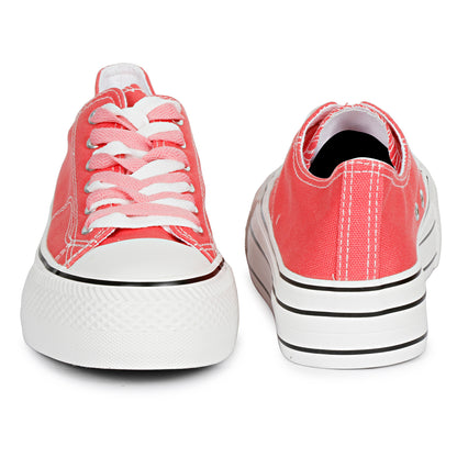 Mozafia Canvas Plim Dual Lace Low Cut Women Shoe