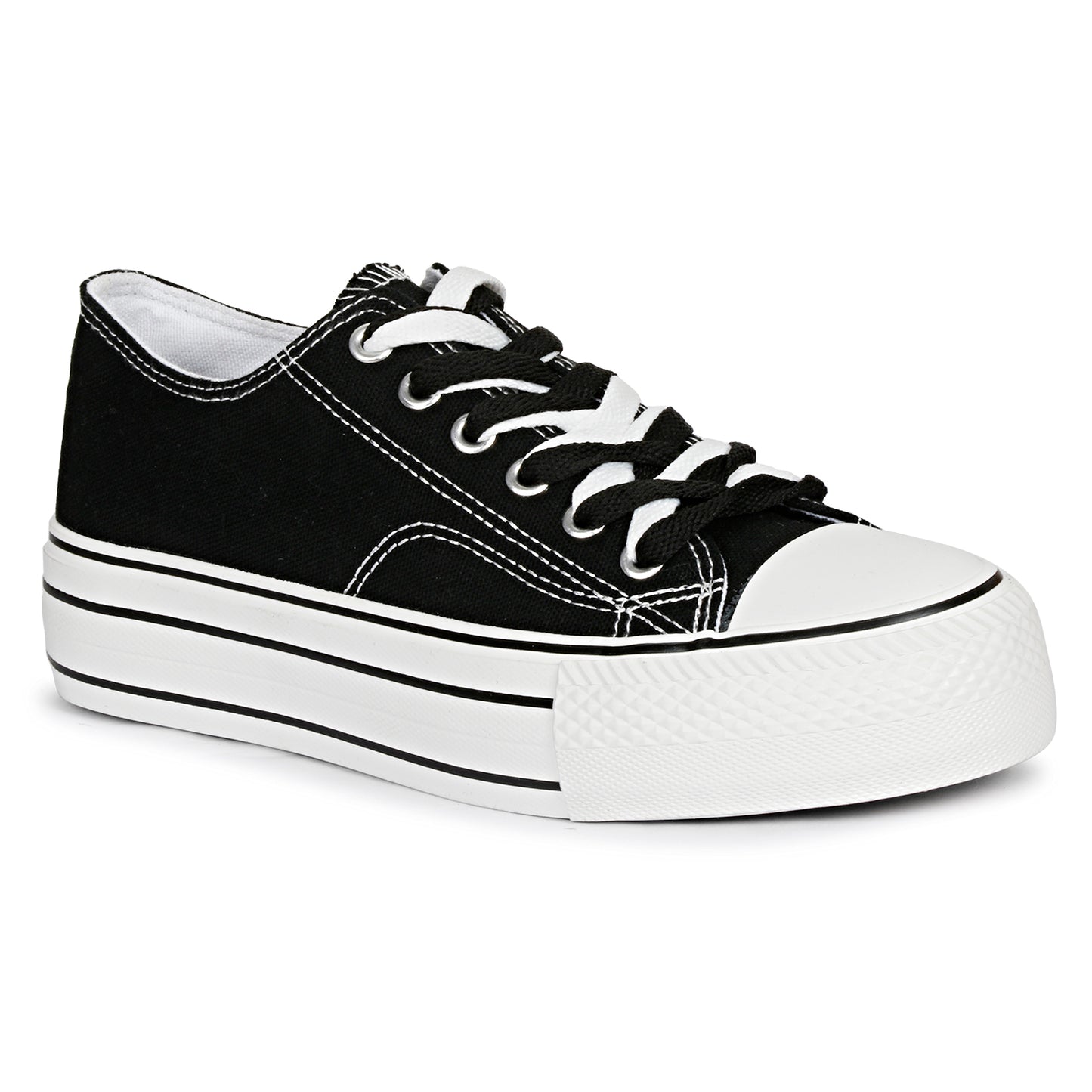 Mozafia Canvas Plim Dual Lace Low Cut Women Shoe