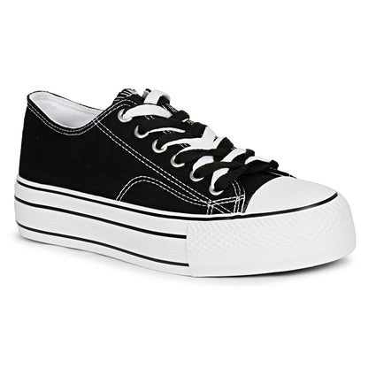 Mozafia Canvas Plim Dual Lace Low Cut Women Shoe