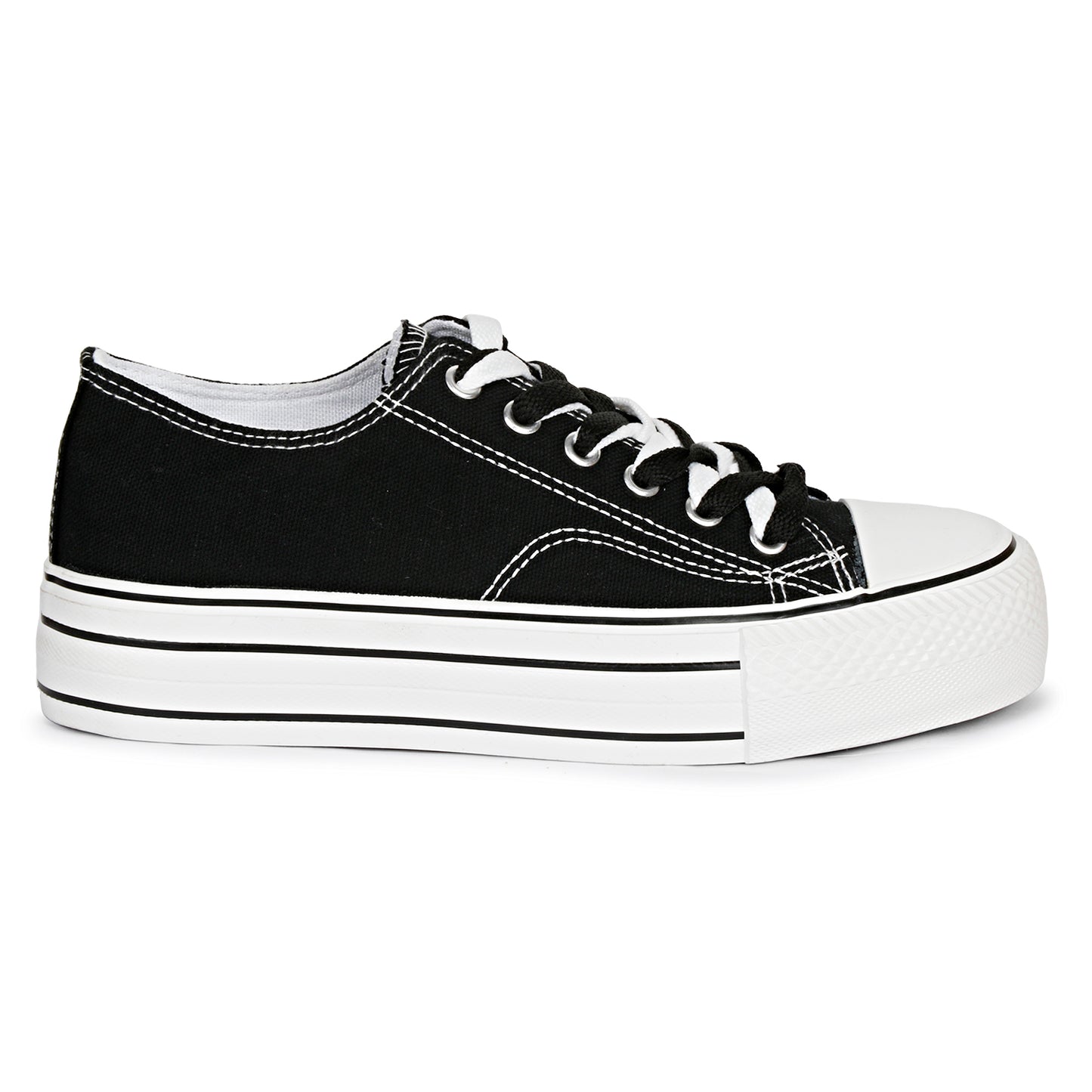 Mozafia Canvas Plim Dual Lace Low Cut Women Shoe