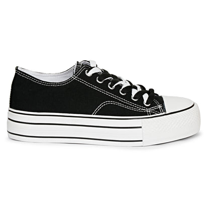 Mozafia Canvas Plim Dual Lace Low Cut Women Shoe