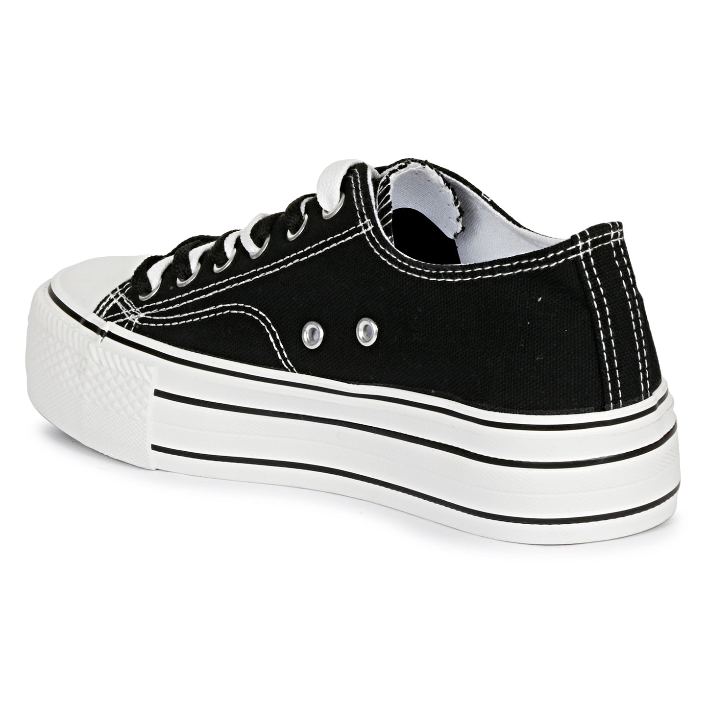 Mozafia Canvas Plim Dual Lace Low Cut Women Shoe