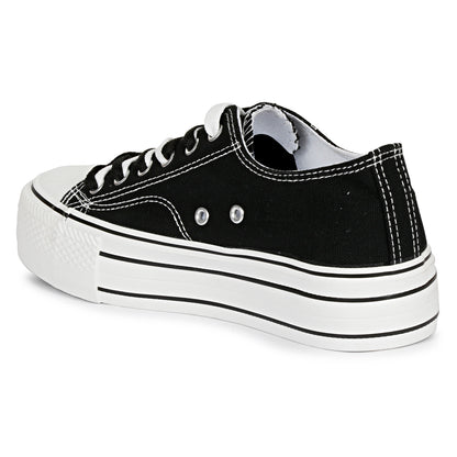 Mozafia Canvas Plim Dual Lace Low Cut Women Shoe
