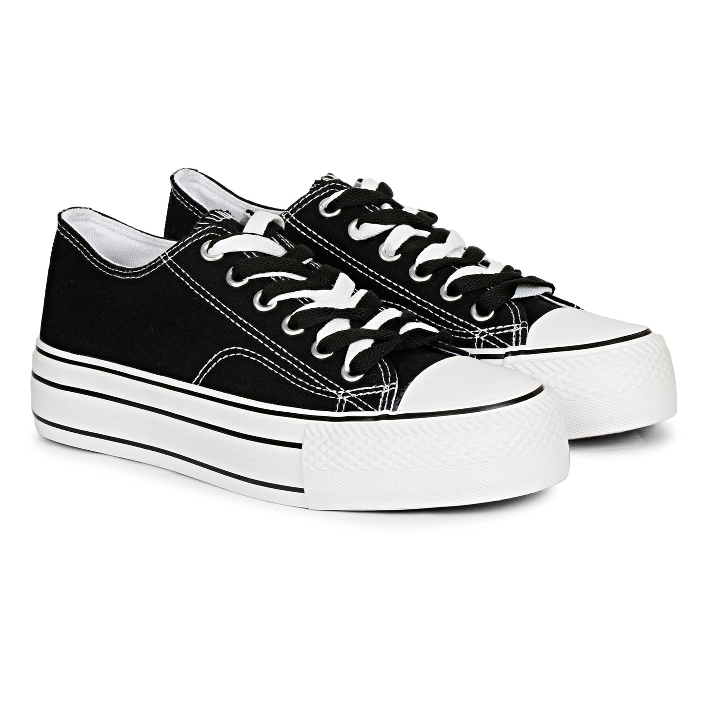 Mozafia Canvas Plim Dual Lace Low Cut Women Shoe