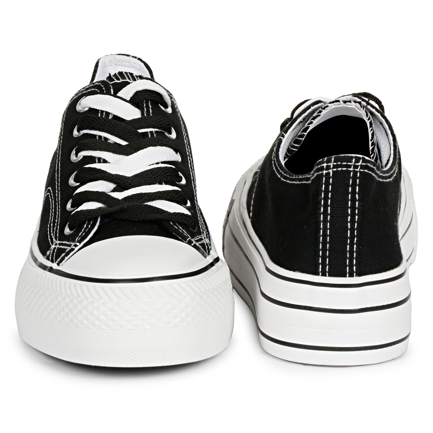Mozafia Canvas Plim Dual Lace Low Cut Women Shoe