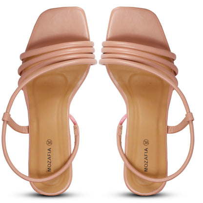Mozafia Square Toe-Strappy Kitten Heel-1 Women Heel