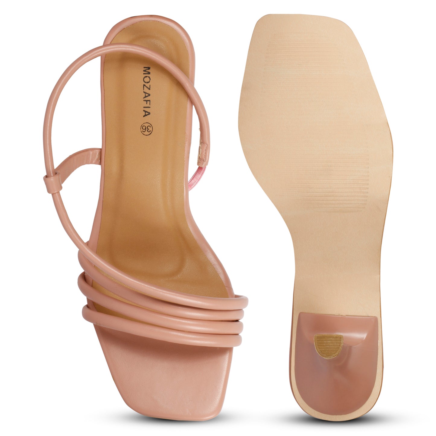 Mozafia Square Toe-Strappy Kitten Heel-1 Women Heel