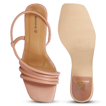 Mozafia Square Toe-Strappy Kitten Heel-1 Women Heel